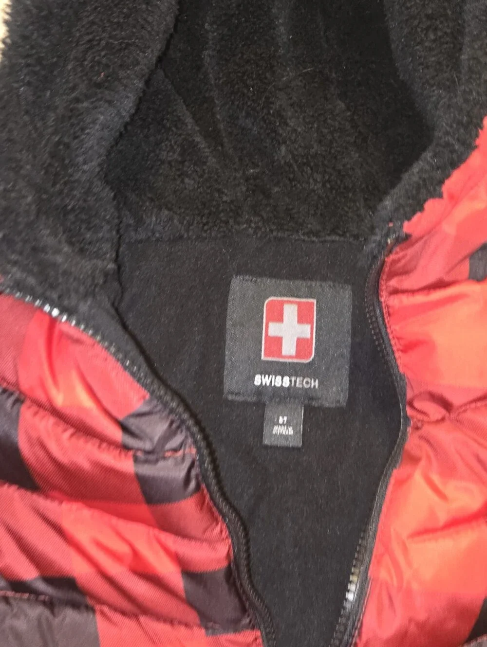 Swiss Tech Red & Black Buffalo Plaid Kids Puffer Jacket